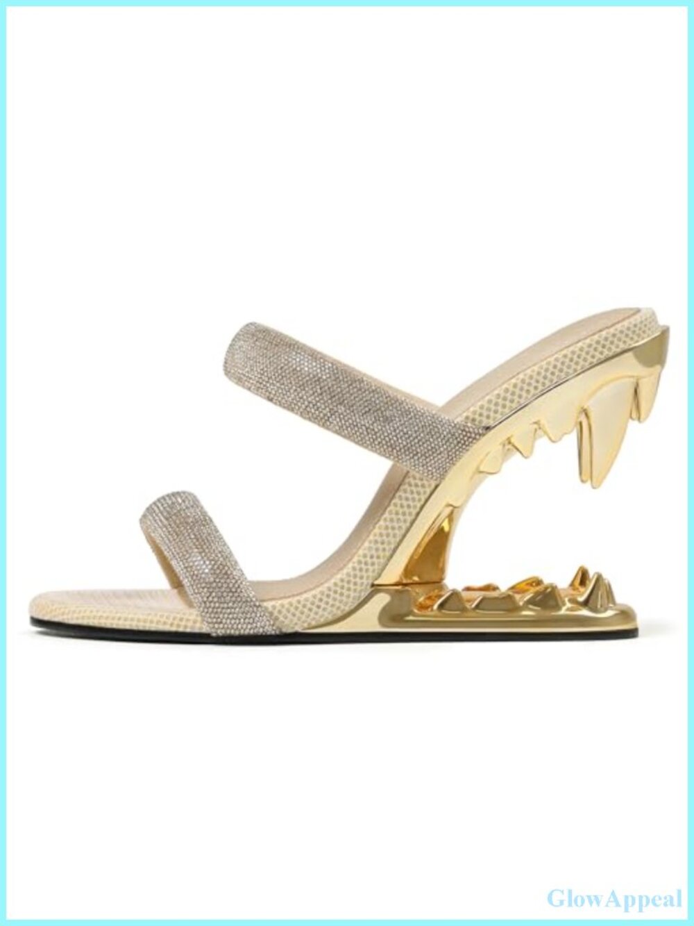 Wedge Sandals Synthetic Leather Rhinestone Strappy Heels Slingback